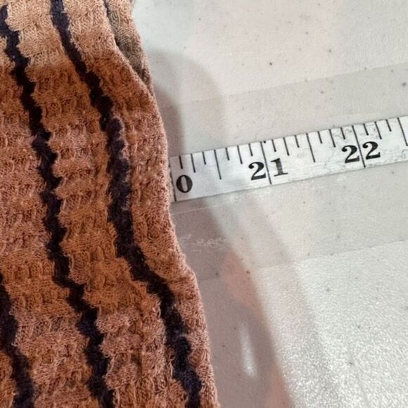 Free People Women's Striped Fringe Neck Thermal Peplum Top Brown Black Size XS - Picture 9 of 9